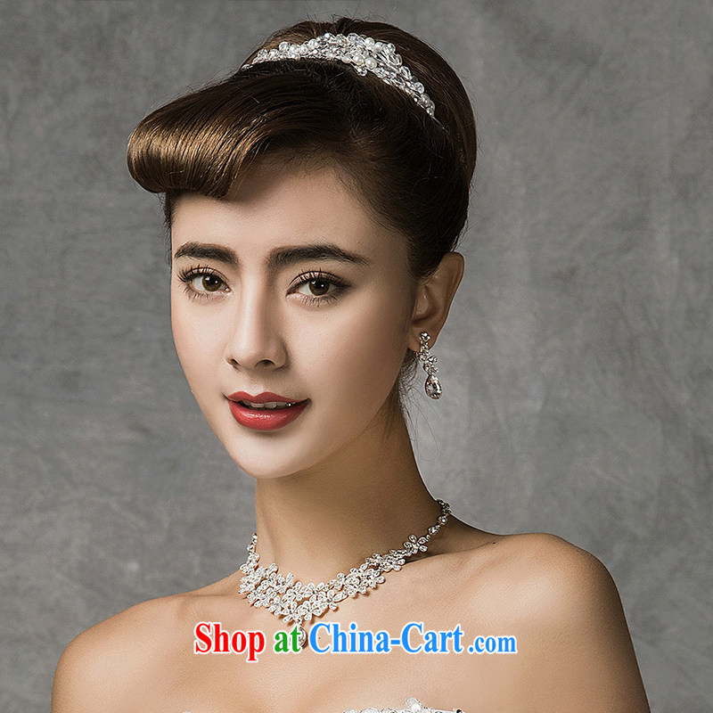 The drunk, the bridal headdress Crown necklace earrings 3-Piece Korean crystal hair accessories wedding jewelry jewelry sets summer 2015 new bridal tiaras Crown earrings necklaces, drunk, and the United States, and on-line shopping