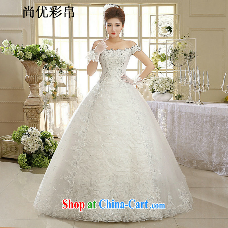 It is also optimized condolence a shoulder for wedding dresses with new spring and summer lace water drilling bride Korean Princess retro minimalist XS1021m White XXL