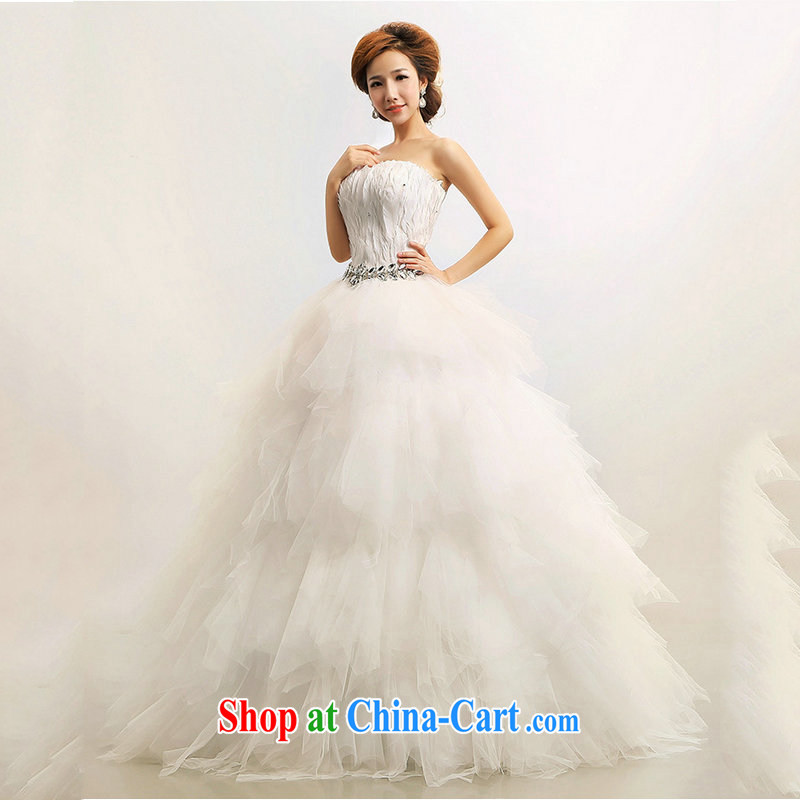 It is also optimized condolence new Korean Korean-style feather wiped chest Princess marriages wedding dresses XS 1024 m White XXL, Optimize color swords into plowshares, and shopping on the Internet