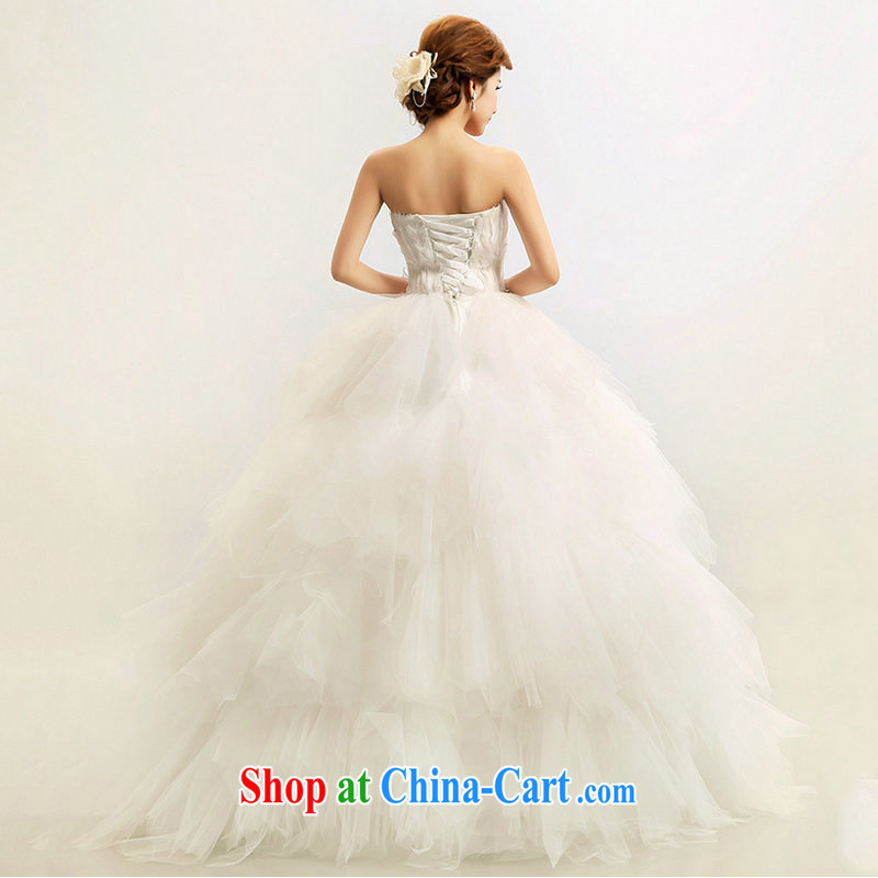 It is also optimized condolence new Korean Korean-style feather wiped chest Princess marriages wedding dresses XS 1024 m White XXL, Optimize color swords into plowshares, and shopping on the Internet