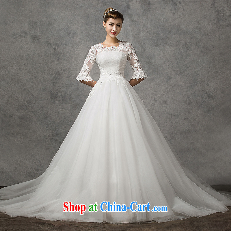 The drunk, the bride's wedding dresses new 2015 spring and summer cuff in wedding drag and drop tail retro lace Wedding Video thin stars with wedding bridal wedding dress white customization, the drunken Yi Mei, shopping on the Internet