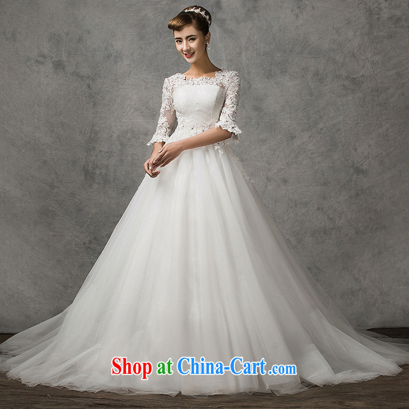 The drunk, the bride's wedding dresses new 2015 spring and summer cuff in wedding drag and drop tail retro lace Wedding Video thin stars with wedding bridal wedding dress white customization, the drunken Yi Mei, shopping on the Internet