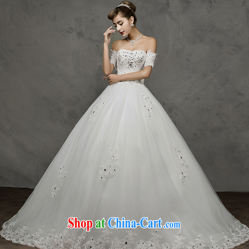 The drunken Yi Mei wedding dresses new 2015 summer luxury flash drill large drag and drop the field shoulder bridal wedding dresses with bare chest wedding two through sleeve can be removed with custom