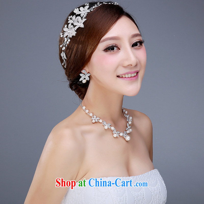 Bridal Crown 3-piece kit and Korean-style wedding dresses jewelry jewelry hair accessories necklaces earrings wedding accessories girls earrings necklaces, clothing and love it, shopping on the Internet