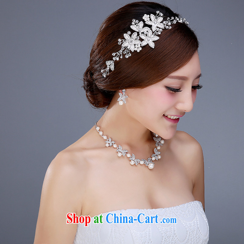 Bridal Crown 3-piece kit and Korean-style wedding dresses jewelry jewelry hair accessories necklaces earrings wedding accessories girls earrings necklaces, clothing and love it, shopping on the Internet