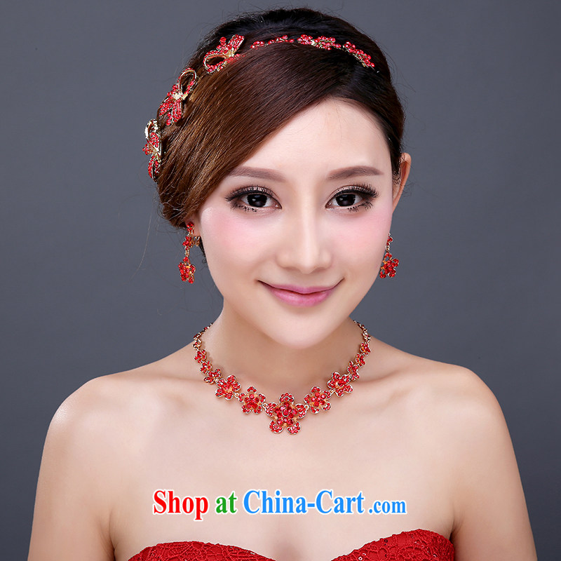 Bridal jewelry 3 piece set with crystal diamond necklace earrings and jewelry wedding jewelry wedding wedding dresses accessories female head-dress, and love, and, shopping on the Internet