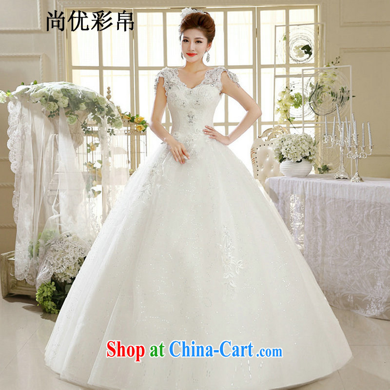 Still Optimize color Kingfisher summer dress white bride's new alignment to retro Korean light V for wedding dresses stylish lace, XS 1033 M white XXL