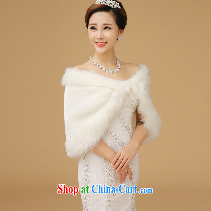 Up to Van Gogh's new winter thick bridal wedding shawl dress Warm rabbit hair edge shawl white the fur and the white shoulder width 36 - 43 CM, up to Van Gogh (DFA), online shopping