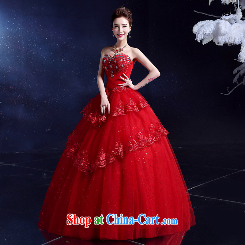 A good service is 2015 new wedding dresses bare chest, parquet diamond lace multi-level Korean version with Red Beauty XXL, good service, and, shopping on the Internet