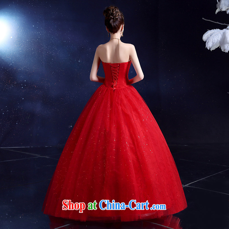A good service is 2015 New with bare chest Korean version tied with lace-up drill beauty bridal wedding dresses and stylish red XXL, good service, and, shopping on the Internet