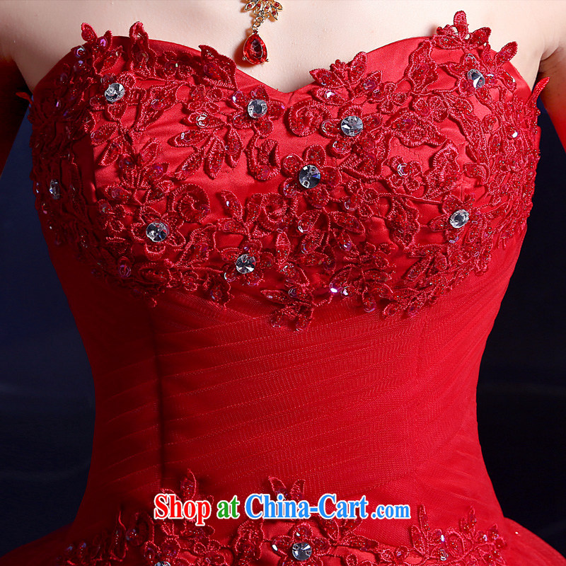 A good service is 2015 New with bare chest Korean version tied with lace-up drill beauty bridal wedding dresses and stylish red XXL, good service, and, shopping on the Internet