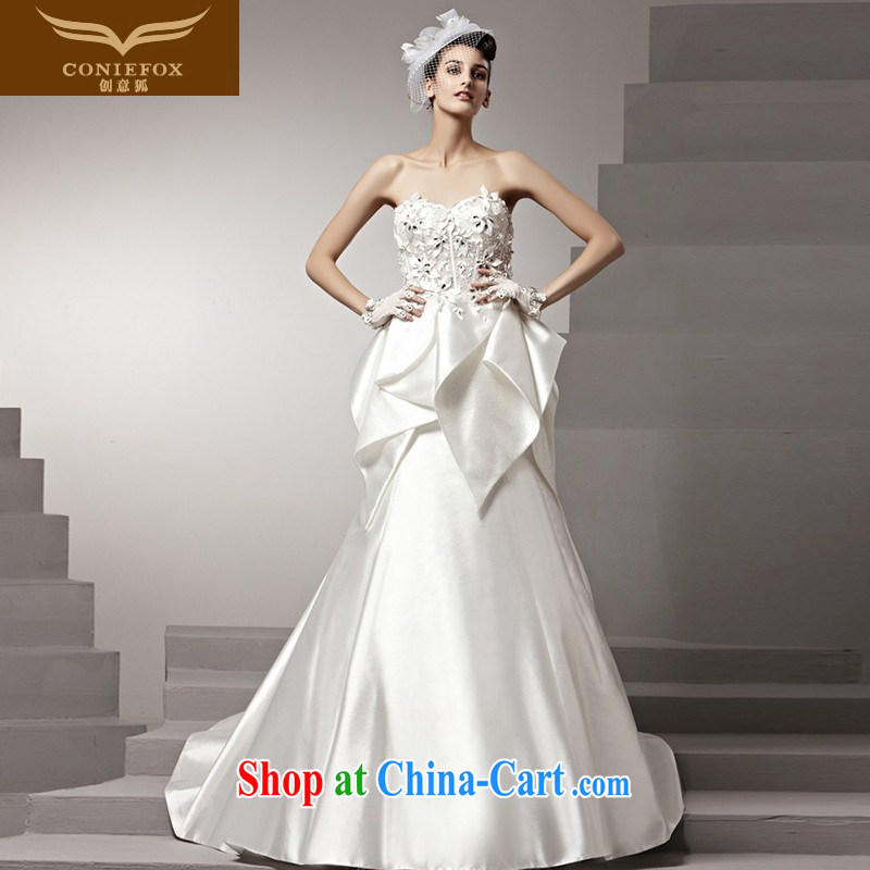 Creative Fox dress tailored wedding wiped his chest long Graphics thin Wedding Fashion Palace beaded wedding sexy tail wedding dresses 90,190 white tailored