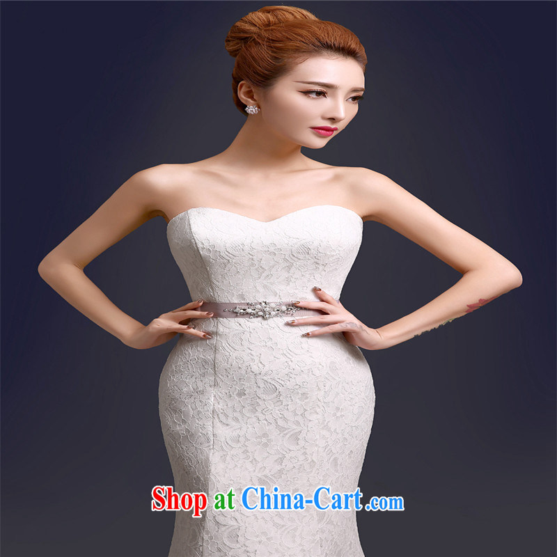 Bridal wedding dresses 2015 new spring and summer beauty Korean-style shoulders minimalist field shoulder crowsfoot wedding summer trailing white XL, the color is Windsor, shopping on the Internet