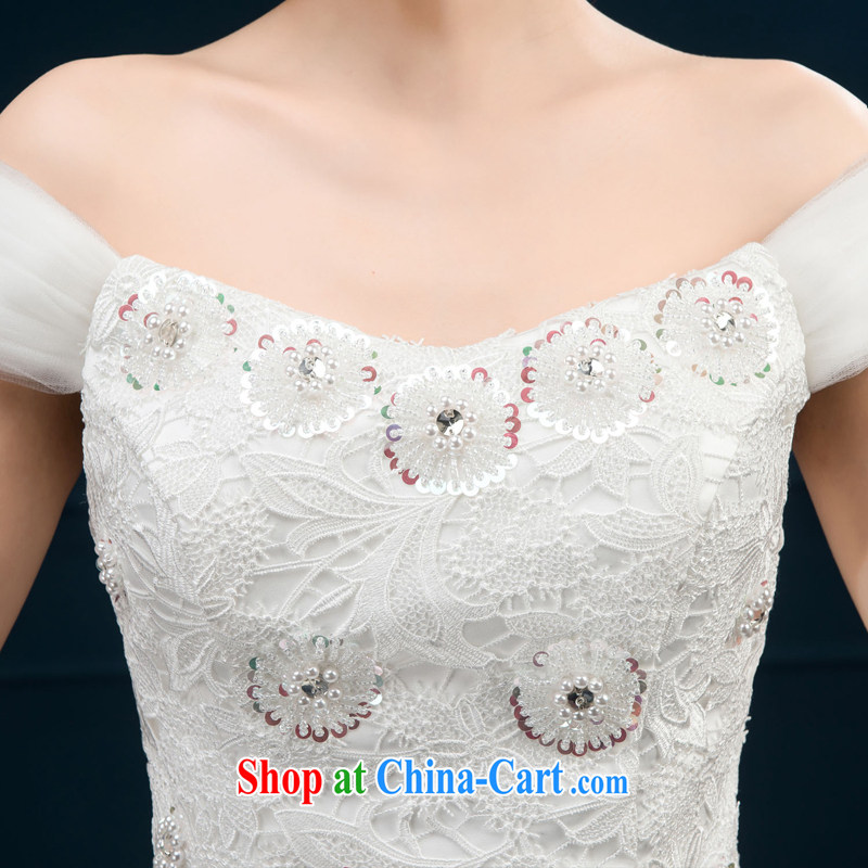 2015 wedding dresses new brides field shoulder lace luxury jewelry Korean version with shaggy yarn white L, my dear Bride (BABY BPIDEB), shopping on the Internet