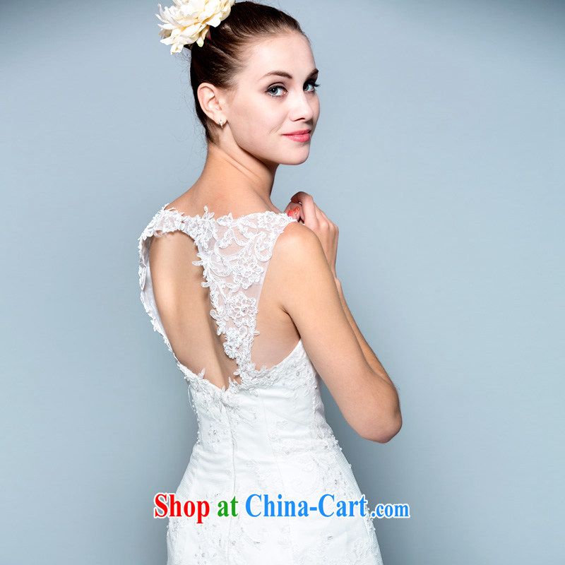 2015 new lace shoulders bare chest wedding wood drill tail wedding dresses at Merlion video thin removable shoulder strap 30150795 white L stock code 165 /88 A, a yarn, shopping on the Internet