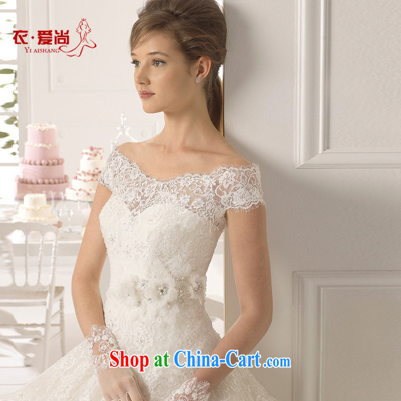 Korean double-shoulder video thin bridal wedding dresses white lace the Field shoulder white long-tail 2015 New Spring Summer and Autumn white to make the $30 does not return, and love, and shopping on the Internet