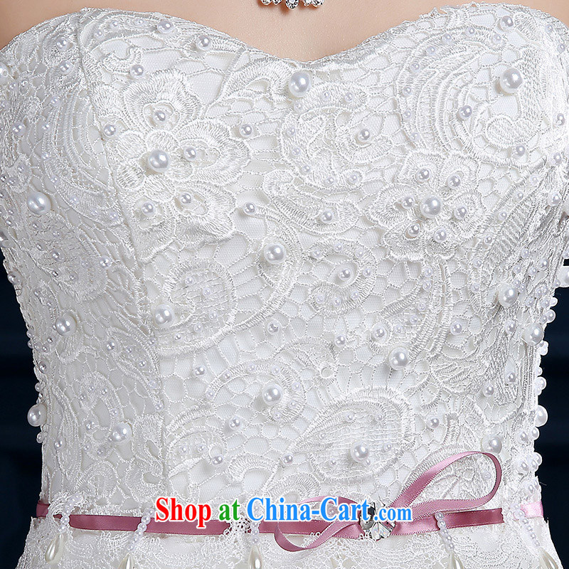 2015 bridal high quality custom field shoulder bare chest straps spring wedding dresses red stylish long-tail luxury photography, new white M, pure bamboo love yarn, shopping on the Internet