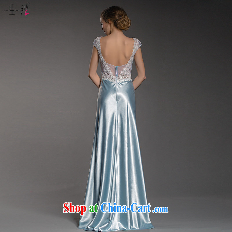 A lifetime by spring 2015 new Cinderella sea blue dress Deep V collar lace decals bridal gown 402401405 blue XL code 20 days pre-sale, a yarn, shopping on the Internet