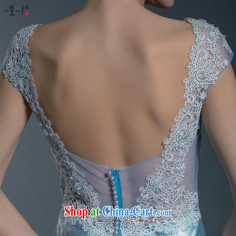 A lifetime by spring 2015 new Cinderella sea blue dress Deep V collar lace decals bridal gown 402401405 blue XL code 20 days pre-sale, a yarn, shopping on the Internet