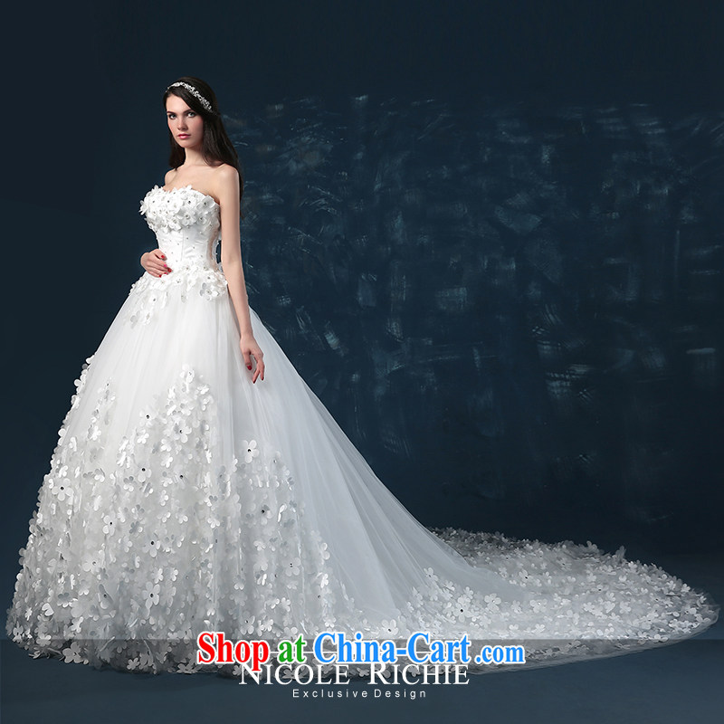 wedding dresses 2015 summer new erase chest flowers large tail bridal wedding high-end custom European tie-cultivating white XXL (3 - 5 Day Shipping), Nicole Kidman (Nicole Richie), online shopping