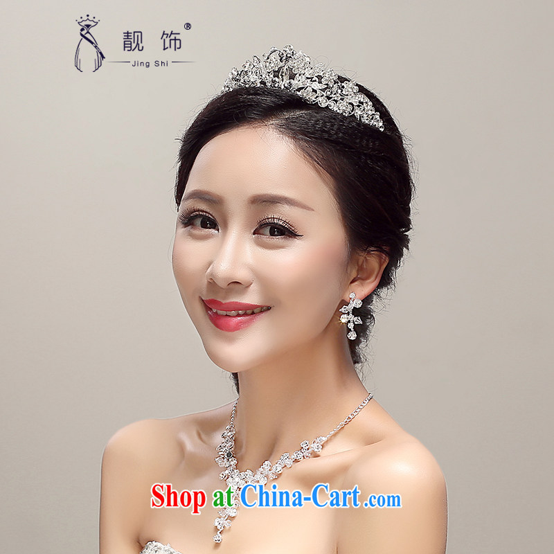 Beautiful ornaments 2015 new brides and only US-Korean-style water drilling Crown necklace earrings 3 piece wedding accessories wedding supplies white, beautiful ornaments JinGSHi), online shopping