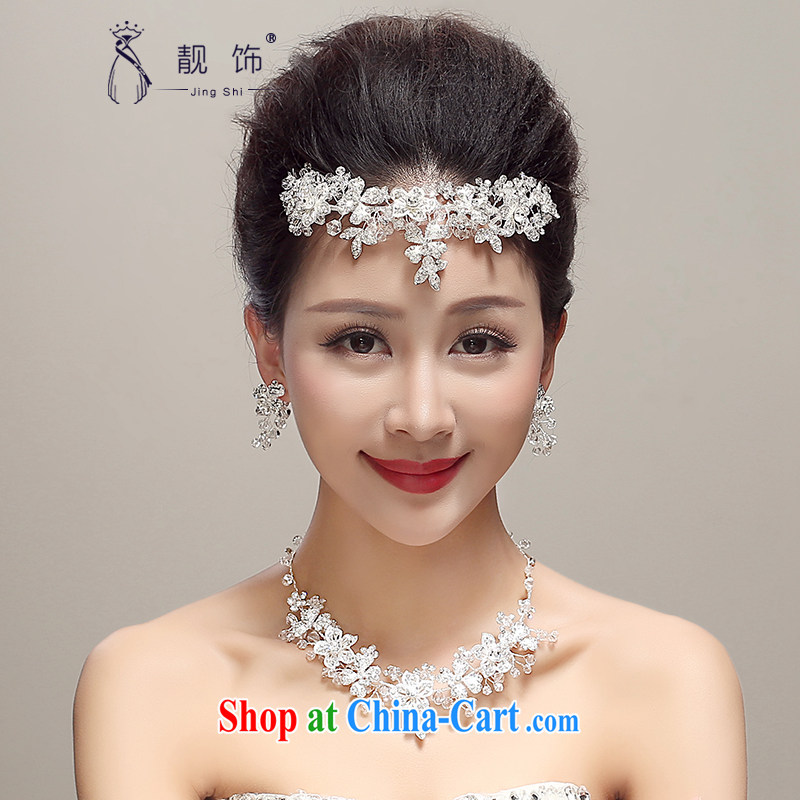 Beautiful ornaments 2015 new Korean-style water drilling sweet head-dress bridal wedding Crown necklace earrings 3 piece white, beautiful ornaments JinGSHi), shopping on the Internet