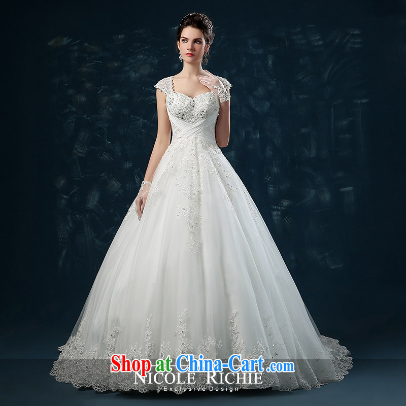 wedding dresses 2015 new summer fashion lace double-shoulder-tail wedding wood drill bridal wedding dress the code strap white XXL _3 - 5 Day Shipping_