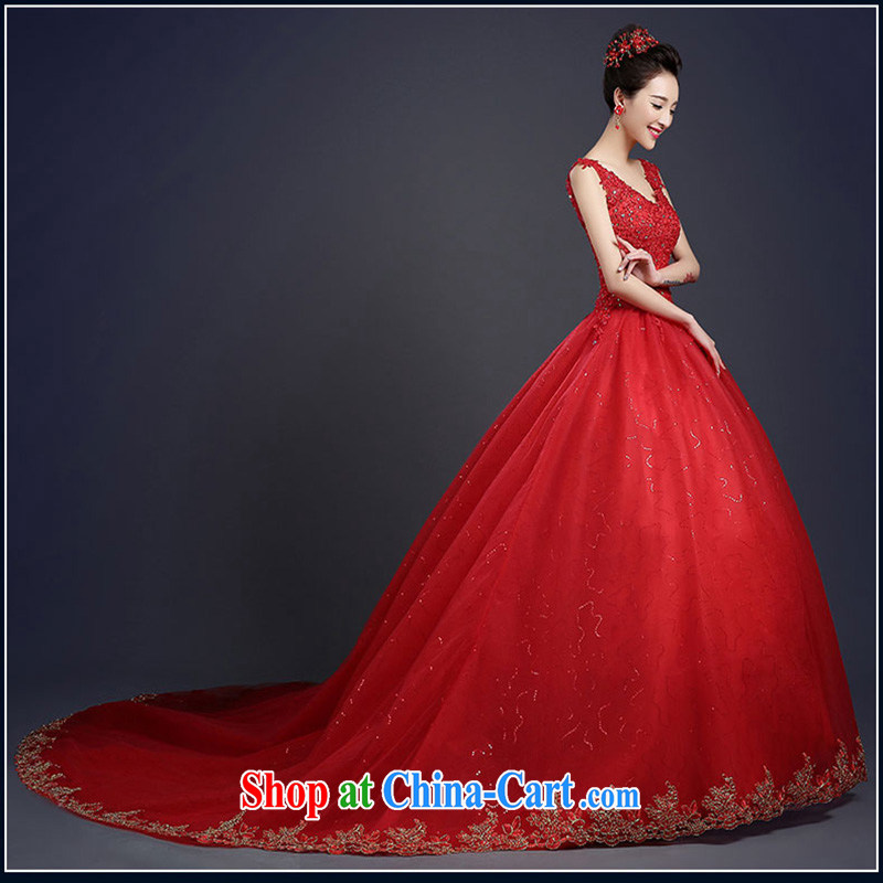 wedding dresses spring 2015 New Red wedding dresses summer long-tail alignment to a field double-shoulder Korean-style beauty parquet drill red-tail, the 3-piece set size do not return does not switch