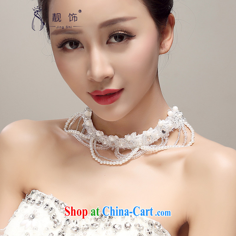 Beautiful ornaments 2015 new Japan-ROK lace beaded head-dress necklace the bridal jewelry wedding dresses with white, beautiful ornaments JinGSHi), and shopping on the Internet