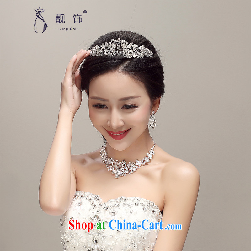 Beautiful ornaments 2015 new bridal Crown earrings necklace 3-Piece wedding dresses accessories wedding supplies white, beautiful ornaments JinGSHi), shopping on the Internet