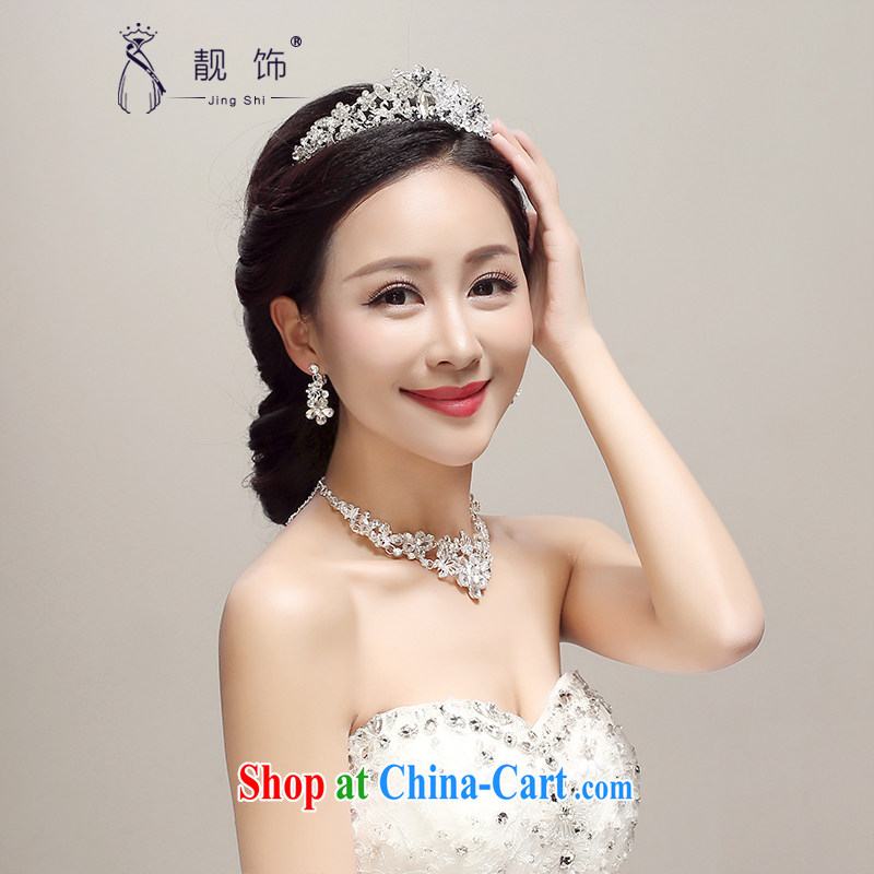 Beautiful ornaments 2015 new bridal Crown earrings necklace 3-Piece wedding dresses accessories wedding supplies white, beautiful ornaments JinGSHi), shopping on the Internet