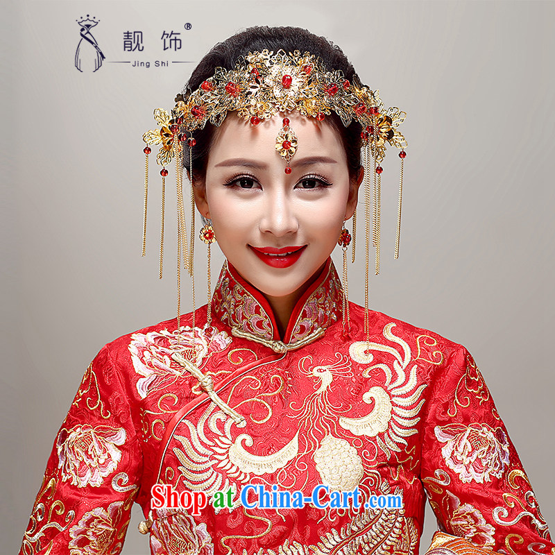 Beautiful ornaments 2015 new bride's classical-su Wo service and use phoenix with Phoenix Crown ancient hair accessories earrings red
