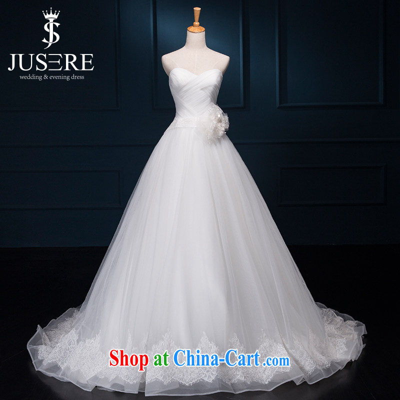 It is not the JUSERE high-end wedding dresses with lace lace bare chest pure white European root yarn waist bouquets marriages with small tail Princess dress with white tailored
