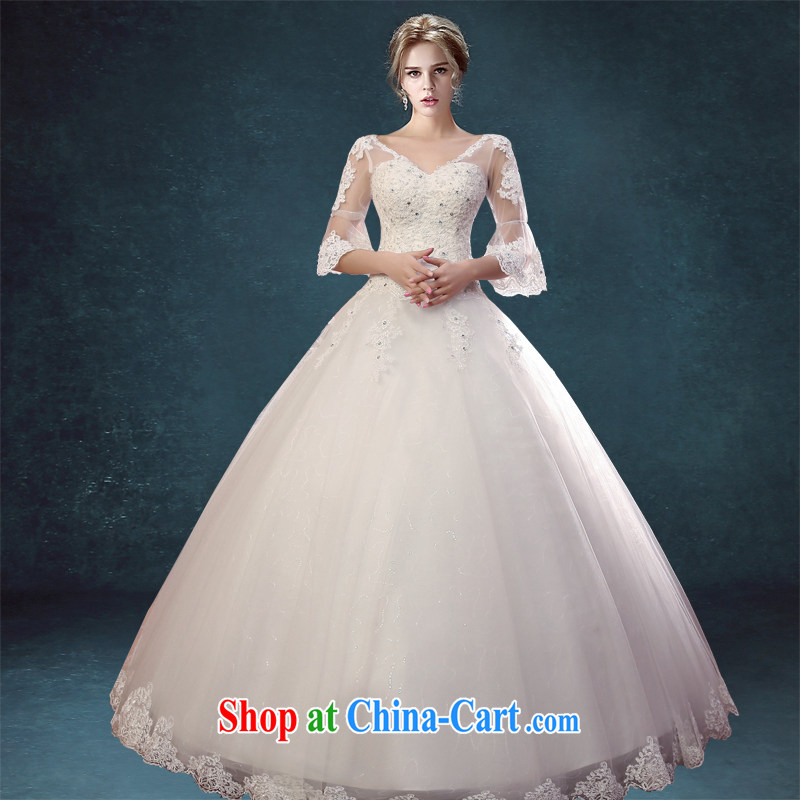 Kou Connie Korean version 2015 New Field shoulder water drilling lace wedding dresses Princess cuff in deep V graphics thin with wedding dresses white tailored final 7 day