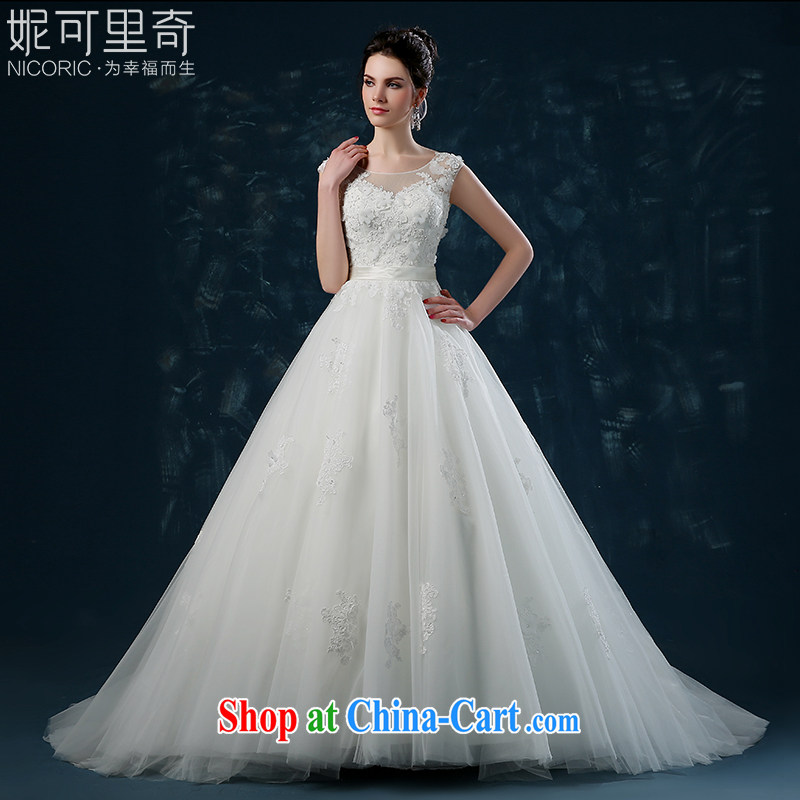 Tail wedding summer 2015 new Korean bridal wedding dress the code strap wedding lace beauty white XXL _3 - 5 Day Shipping_