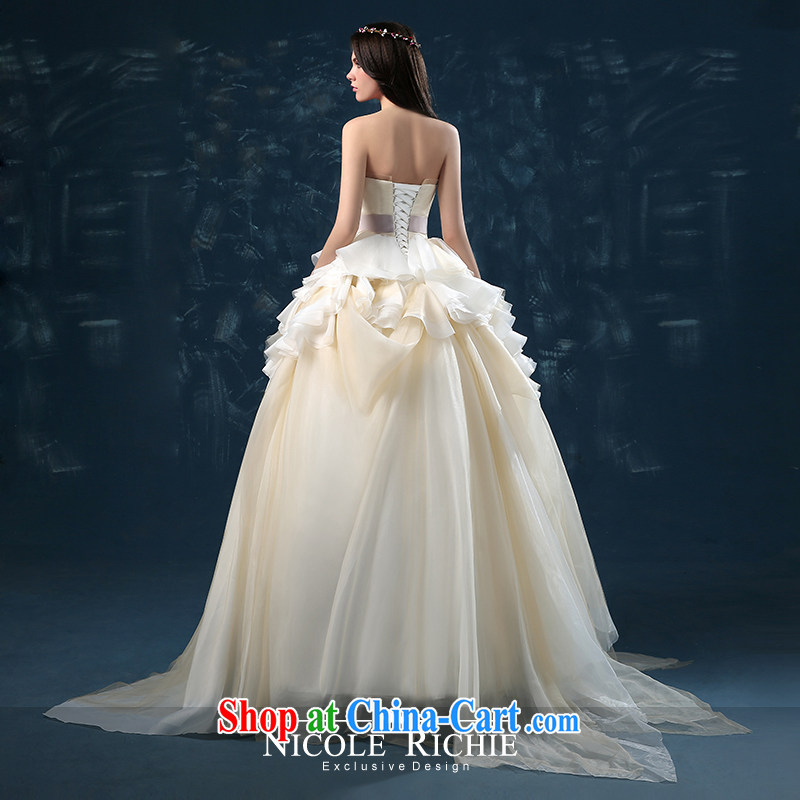 Wedding 2015 new summer wedding bridal wedding small tail erase chest strap wedding Princess shaggy dress champagne color champagne color XXL (3 - 5 Day Shipping), Nicole Kidman (Nicole Richie), online shopping