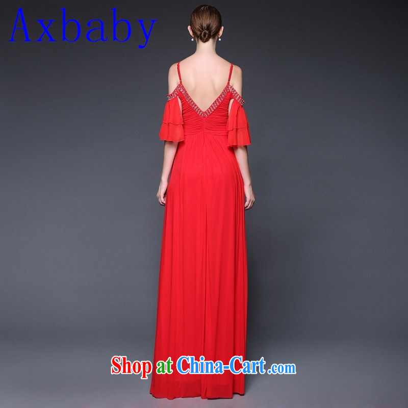 Axbaby European site 2015 summer new bare shoulders nails Pearl strap with ultra-sin, long evening dress dresses W 5014 yellow are code, love all Babe (Axbaby), online shopping