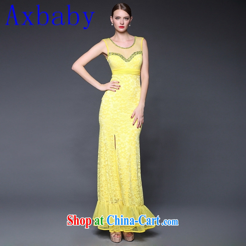 Axbaby European site 2015 new summer crowsfoot lace beauty and stylish and elegant evening dress dresses W 0282 red are code