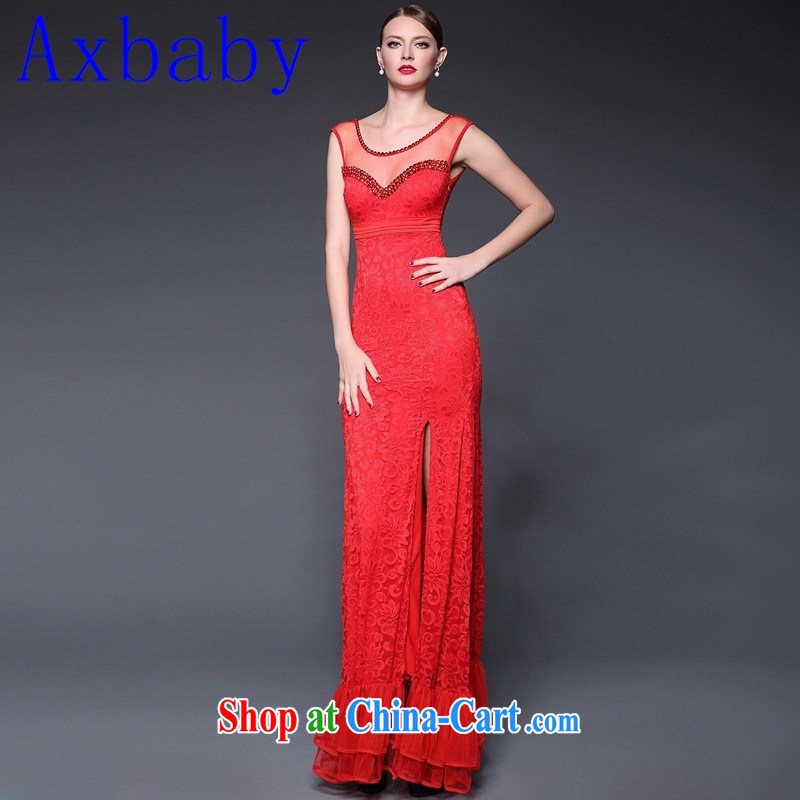 Axbaby European site 2015 new summer crowsfoot lace beauty and stylish and elegant evening dress dresses W 0282 red, code, and love welcomes Babe (Axbaby), online shopping