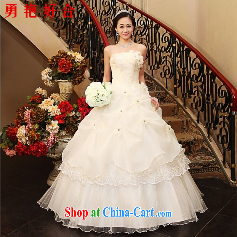 Yong-yan and new 2015 Korean sweet Princess wedding dresses with bare chest retro flouncing flowers tie wedding dresses white XXL