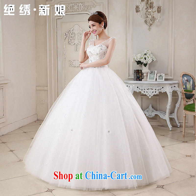 There is a bride's Korean-style stylish summer sweet tied with elegant wedding sexy shoulders V waters drilling tied with shaggy dress wedding white tailored is not final, is by no means a bride, and, on-line shopping