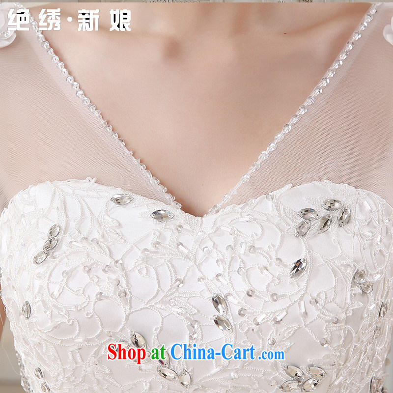 There is a bride's Korean-style stylish summer sweet tied with elegant wedding sexy shoulders V waters drilling tied with shaggy dress wedding white tailored is not final, is by no means a bride, and, on-line shopping