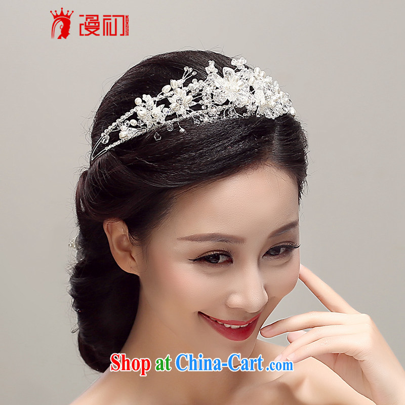 Early definition 2015 new bride's head-dress Korean-style Pearl Crown wedding accessories accessories wedding supplies white, diffuse, and shopping on the Internet