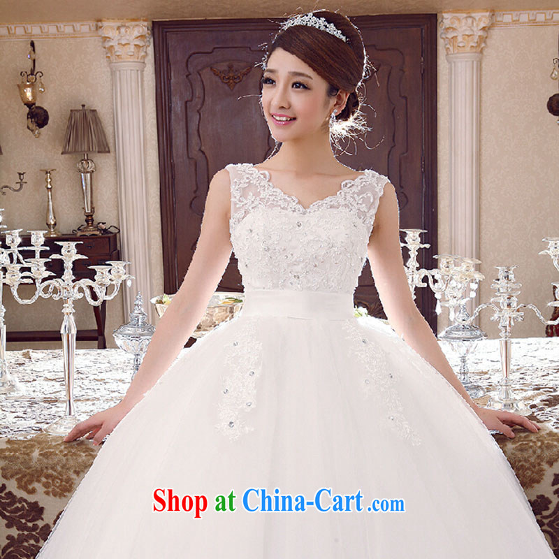 New wedding double-shoulder V collar style wedding marriage spring and summer wedding high waist Korean version of the greater code wedding white. size does not return not-for-love, and he smote, and shopping on the Internet