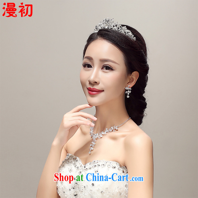 Early definition 2015 new bride's head-dress earrings necklace 3 piece wedding dresses accessories wedding supplies white