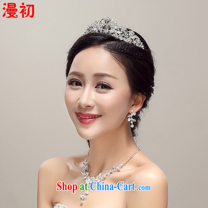 Early definition 2015 new bridal head-dress earrings necklace 3 piece wedding dresses accessories wedding supplies white, diffuse, and shopping on the Internet