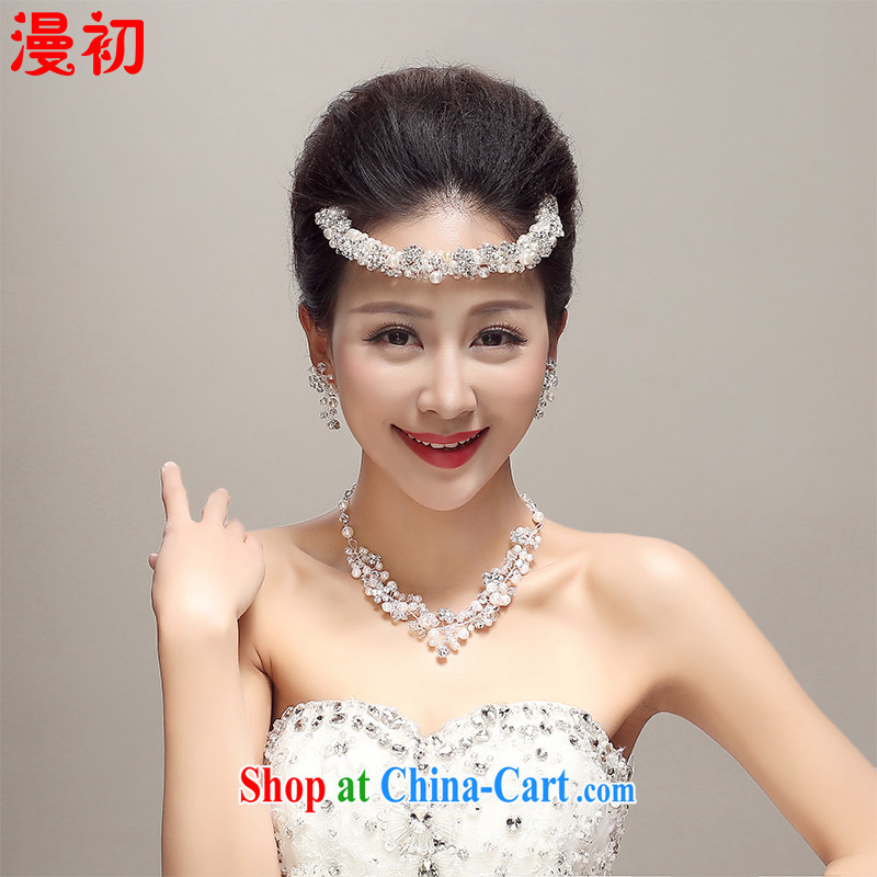 Early definition 2015 new manual Crown necklace earrings 3 piece jewelry wedding dresses accessories wedding supplies white