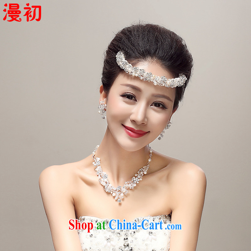 Early definition 2015 new manual Crown necklace earrings 3 piece jewelry wedding dresses accessories wedding supplies white, diffuse, and shopping on the Internet