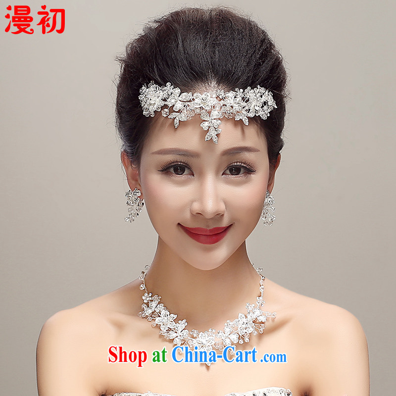 Early definition 2015 new bridal Crown necklace earrings 3-piece water drilling sweet manual head-dress wedding dresses with white, diffuse, and shopping on the Internet