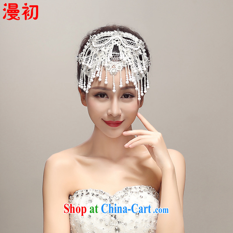 Early definition 2015 new Japan and South Korea and the United States only lace Pearl bridal head-dress wedding dresses accessories wedding supplies white, diffuse, and shopping on the Internet